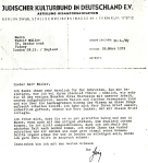 Miller 2/71. Letter to Martin Miller from the Jüdischer Kulturbund, Berlin, March 1939